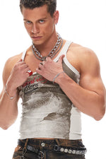 5968993758835,5788881580899,5788881580900,5788881580901, Distressed Snake Print Rivet Sleeveless Vest