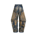 5732891781396,5732891781397,5732891781398,5732891781399, Distressed Stand-Collar Hand-Painted Denim Jacket