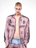 Distressed Stand Collar Stripe Track Jacket 3