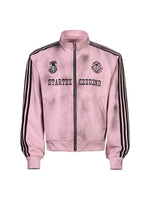 Distressed Stand Collar Stripe Track Jacket 5