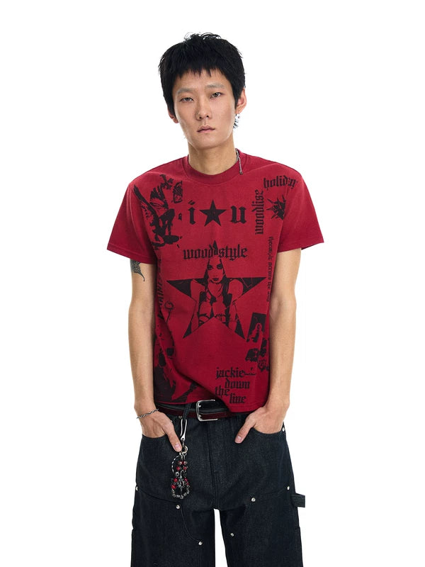 Distressed Star Print Boxy T-Shirt 2