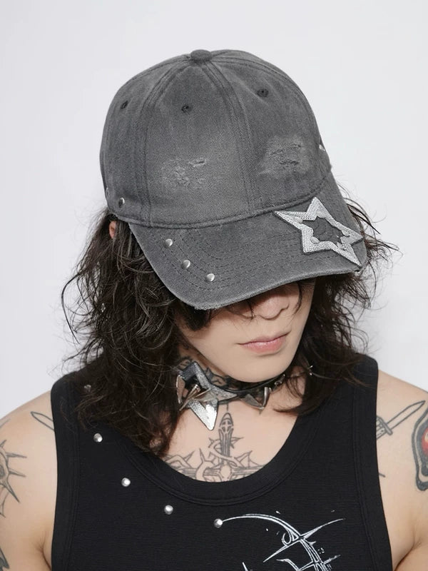 Distressed Star Studded Baseball Cap 2