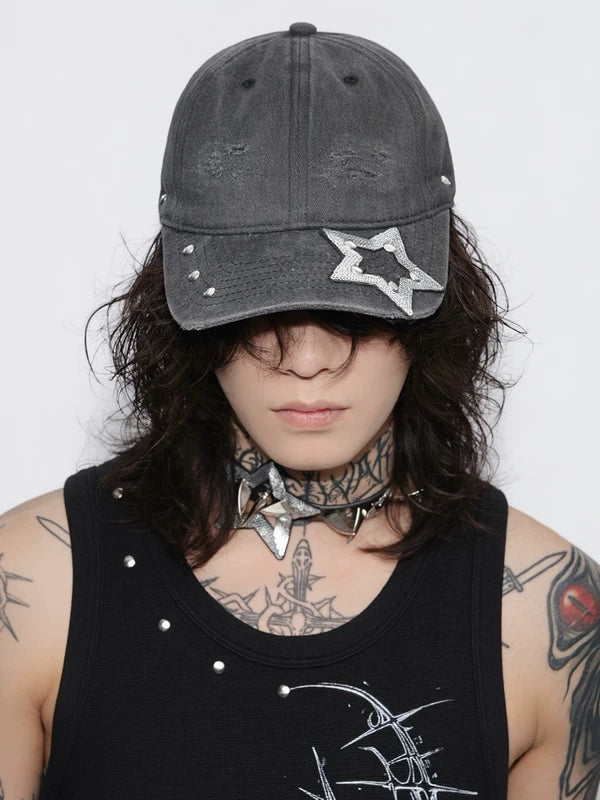 Distressed Star Studded Baseball Cap 4