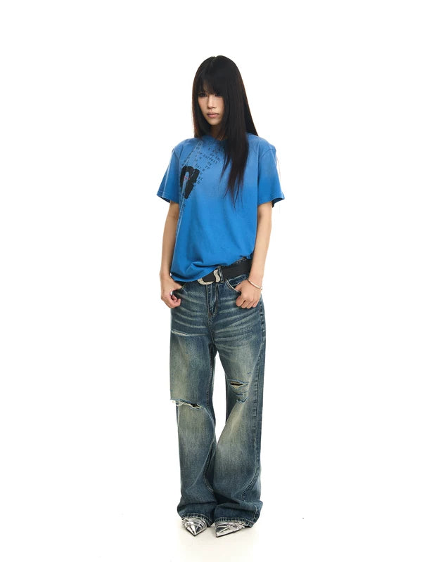 Distressed Straight Leg Jeans 5