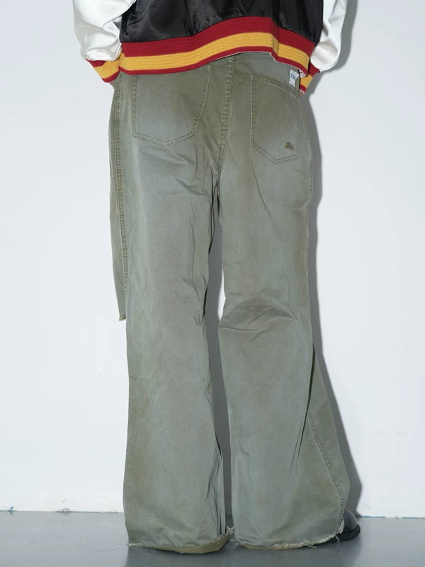 Distressed Straight Leg Twill Pants 2