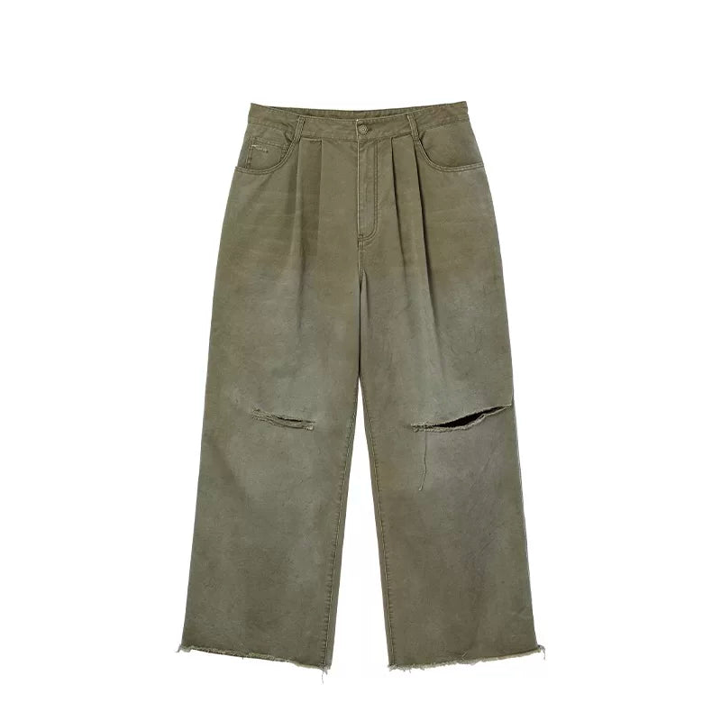 5942909237687,5942909237688,5942909237689,5942909237690, Distressed Straight Leg Twill Pants