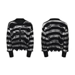 6208124346682,6208124346683,6208124346684, Distressed Striped Cross-Panel Knit Sweater