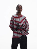 Distressed Striped Graphic Long Sleeve T-Shirt 1