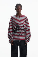 5935232944717,5935232944718,5935232944719, Distressed Striped Graphic Long Sleeve T-Shirt