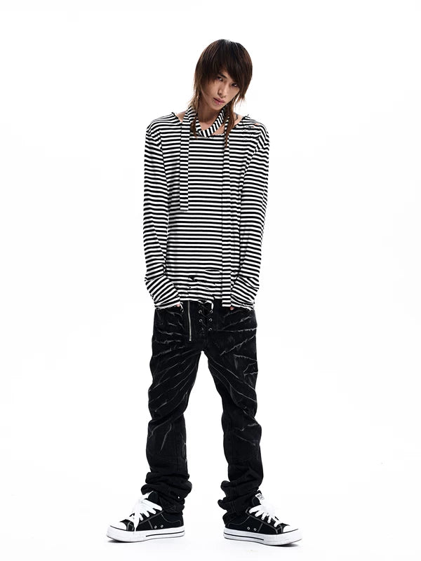 Distressed Striped Slim Fit Long-Sleeve Shirt 3