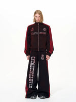 Distressed Striped Stand Collar Track Jacket 4