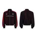 6141325650925,6141325650926,6141325650927,6141325650928, Distressed Striped Stand Collar Track Jacket