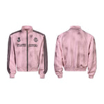 6141325650929,6141325650930,6141325650931,6141325650932, Distressed Striped Stand Collar Track Jacket