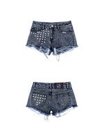 Distressed Studded Frayed Denim Shorts 5