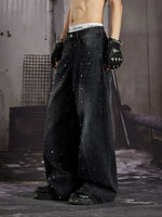 Distressed Studded Loose Straight Leg Jeans 3
