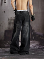 Distressed Studded Loose Straight Leg Jeans 5