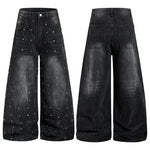 6096547536188,6096547536189,6096547536190,6096547536191,6096547536192, Distressed Studded Loose Straight Leg Jeans