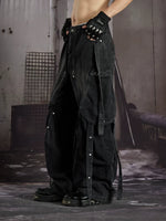 Distressed Studded Wide-Leg Denim Pants 5