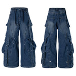 6101449905893,6101449905894,6101449905895,6101449905896, Distressed Studded Wide-Leg Denim Pants