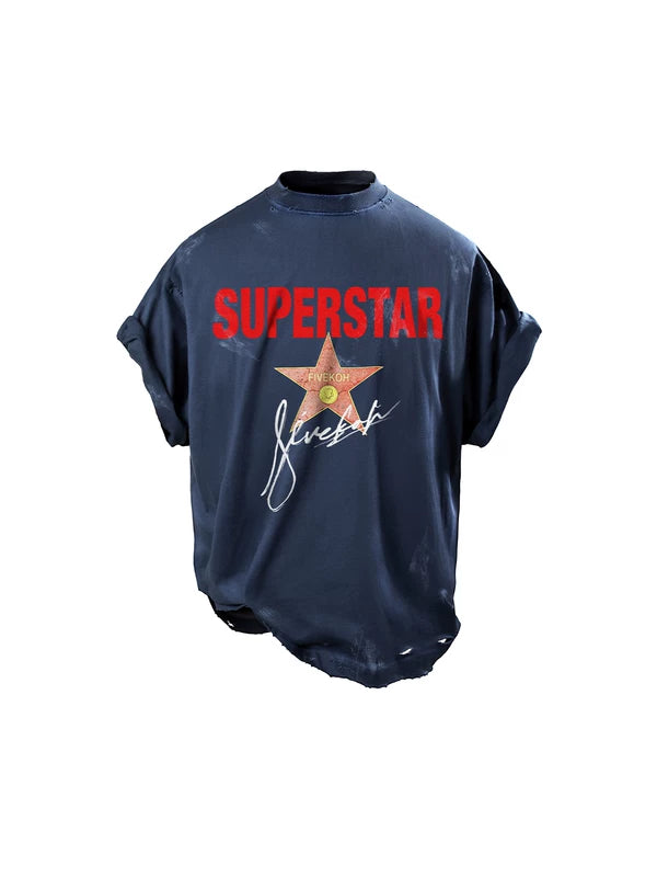 Distressed Superstar Graphic Oversized T-Shirt 1