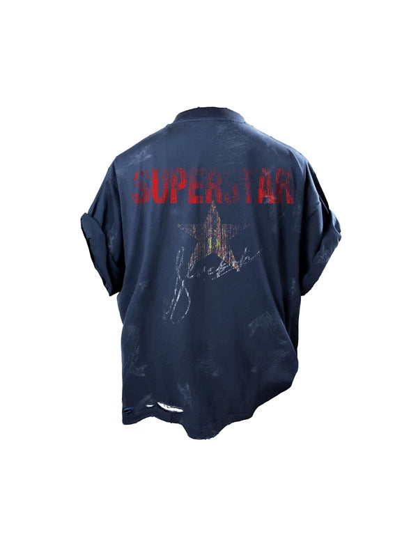 Distressed Superstar Graphic Oversized T-Shirt 2