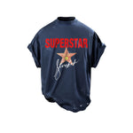 6031300603208,6031300603207,6031300603209, Distressed Superstar Graphic Oversized T-Shirt