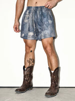Distressed Tie-Dye Mesh Drawstring Shorts 1