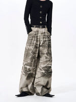 Distressed Tie-Dye Wide-Leg Floor-Length Pants 2