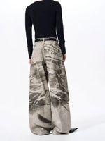 Distressed Tie-Dye Wide-Leg Floor-Length Pants 4