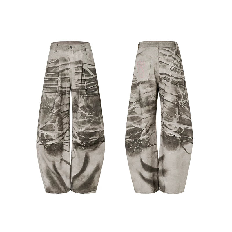 6027767773615,6027767773616,6027767773617,6027767773618, Distressed Tie-Dye Wide-Leg Floor-Length Pants