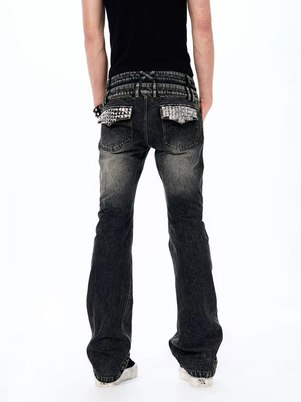 Distressed Triple-Waisted Straight Leg Jeans 4