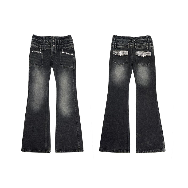 6079967665700,6079967665701,6079967665702,6079967665703, Distressed Triple-Waisted Straight Leg Jeans
