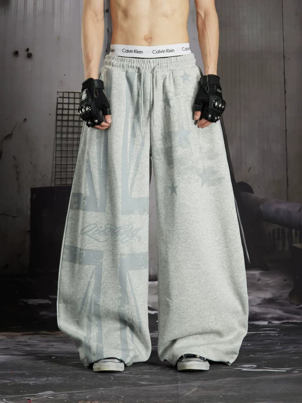 Distressed Union Jack Print Loose Pants 2