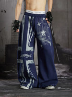 Distressed Union Jack Print Loose Pants 3