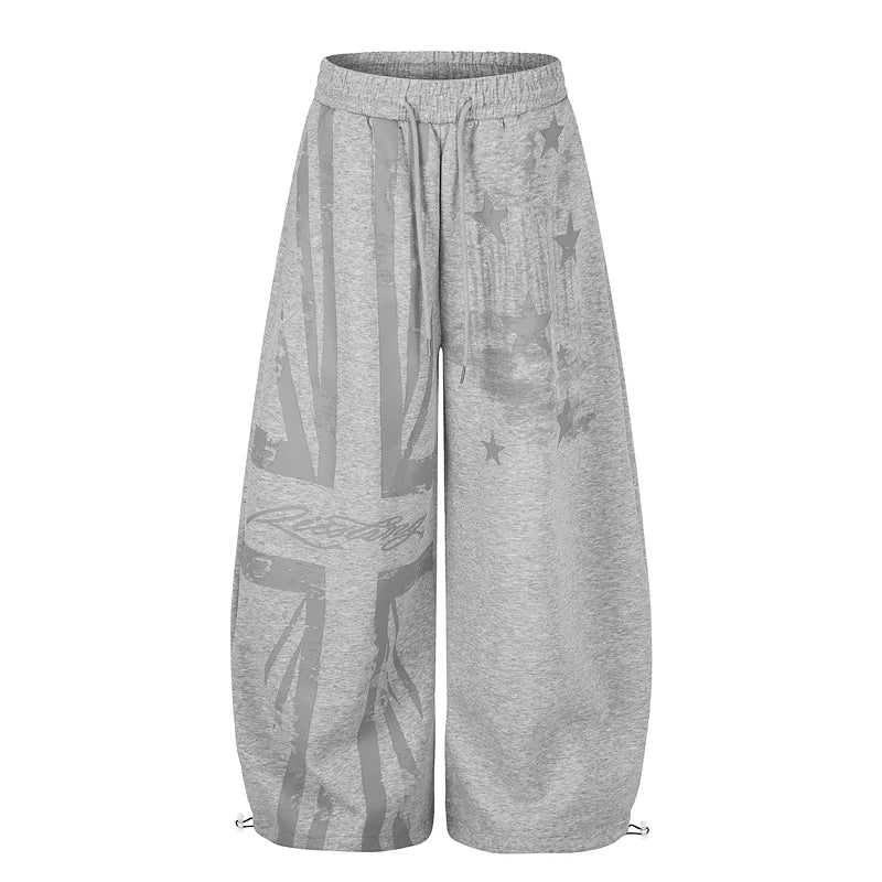 6094826608166,6094826608167,6094826608168,6094826608169, Distressed Union Jack Print Loose Pants