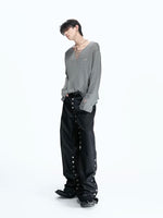 Distressed V-Neck Long Sleeve Knitted Sweater 4