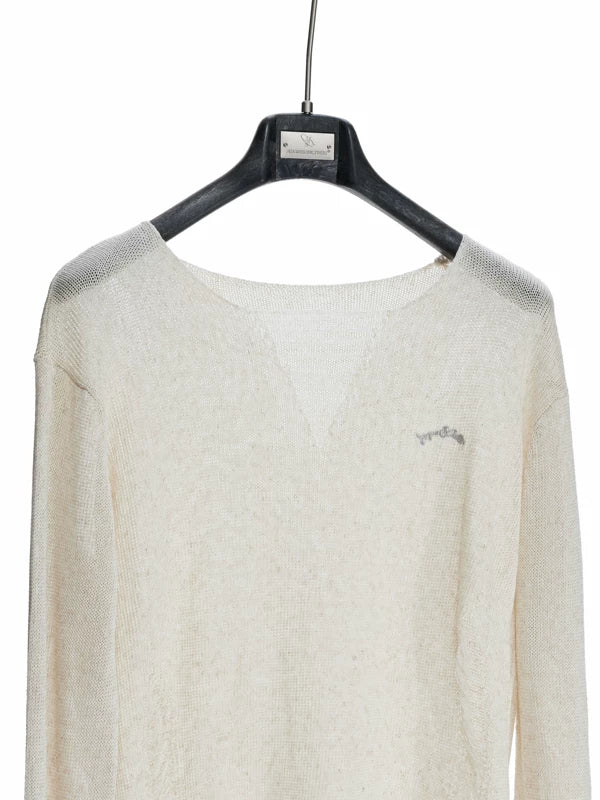 Distressed V-Neck Long Sleeve Knitted Sweater 5