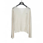 6124478913805,6124478913806,6124478913807, Distressed V-Neck Long Sleeve Knitted Sweater