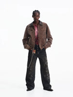 Distressed Vintage Straight-Leg Denim Pants 5