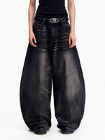 Distressed Vintage Washed Wide Leg Jeans Pants 1