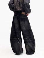 Distressed Vintage Washed Wide Leg Jeans Pants 3