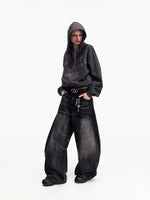 Distressed Vintage Washed Wide Leg Jeans Pants 4