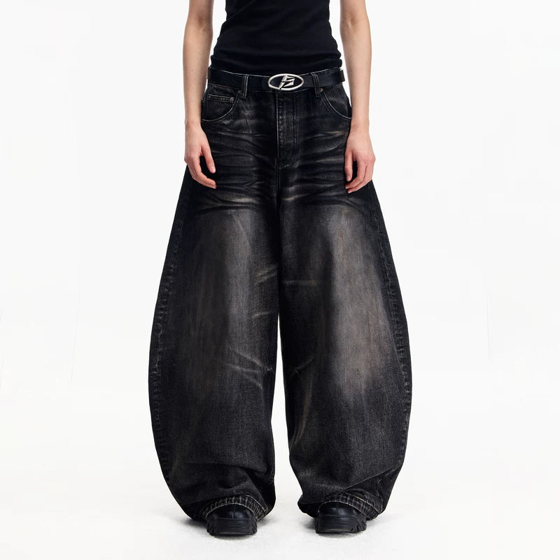 6121165159804,6121165159805,6121165159806,6121165159807,6121165159808, Distressed Vintage Washed Wide Leg Jeans Pants