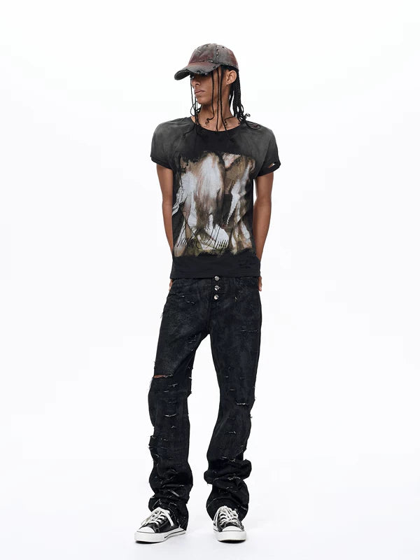 Distressed Visual Kei Graphic T-Shirt 3
