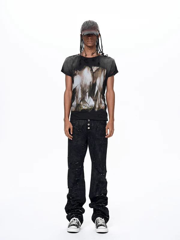 Distressed Visual Kei Graphic T-Shirt 4