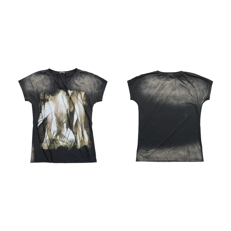 6232257019598,6232257019599,6232257019600,6232257019601, Distressed Visual Kei Graphic T-Shirt