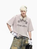 Distressed Waffle Henley Polo Shirt 2