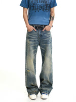 ,6244210318009,6244210318010,6244210318011,6244210318012,6244210318013, Distressed Washed Bamboo Pattern Jeans