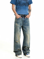 Distressed Washed Bamboo Pattern Jeans 2