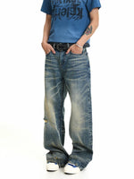 Distressed Washed Bamboo Pattern Jeans 3